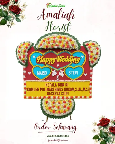 Karangan Papan Bunga Pernikahan di Mengening